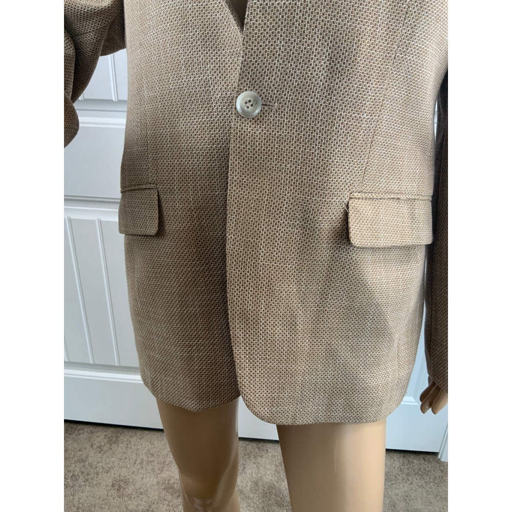 Xram Women's Tan Blazer Med Notched Lapel Office Business Preppy Light Academia - Picture 9 of 16